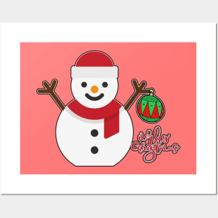 Christmas cartoon snowman Posters and Art